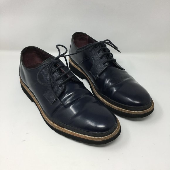 Ted Baker Mens Size 9 OKTIBR Derby Shoes Navy Blue Leather main image 6